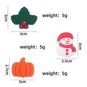 Christmas silicone beads featuring snowman, holly leaf, and pumpkin for DIY pacifier clips