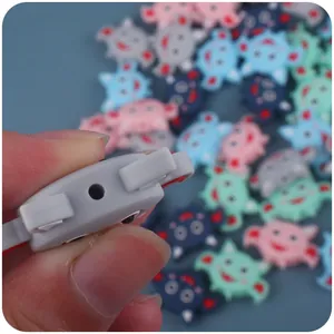 Cuentas de silicona de monstruos coloridos para chupeteros DIY con agujero para morder