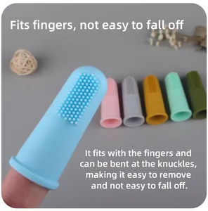Brosse à dents de doigt en silicone pour bébés en plusieurs couleurs avec poils souples