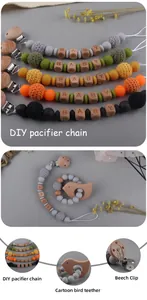 Details zur DIY-Schnullerkette mit Silikonperlen und Buchenholz-Vogel-Beißring