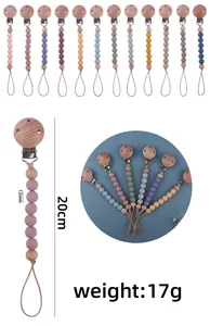 Detail von 20cm Baby-Schnullerkette mit 12mm Silikonperlen und Buchenholz-Clip