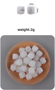 Macro view of 14mm white marble silicone hexagon beads for DIY baby teething jewelry