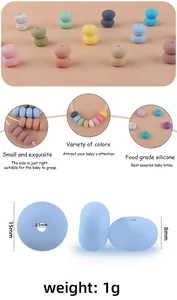 Detaillierte 15mm Silikon-Abakusperlen mit Maßen für DIY-Baby-Beißspielzeuge