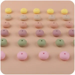 Bunte 15mm Silikon Abakus Perlen für Baby Beißring und DIY Schnullerketten Zubehör