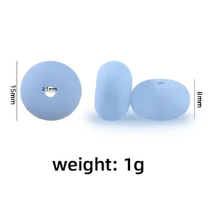 15 mm hellblaue Silikon Abakus-Perlen für DIY Baby Schnullerketten und Beißspielzeug