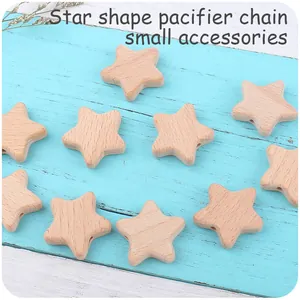 Star-shaped beech wood beads for DIY baby pacifier clips and teething accessories