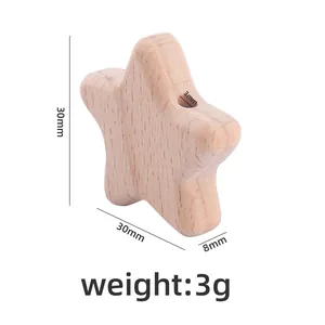 Natural star-shaped beech wood bead for DIY baby pacifier clips and teething toys