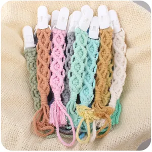 Catenelle portaciuccio in cotone intrecciato a mano stile boho con clip di sicurezza in plastica