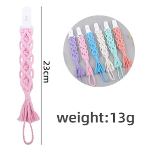 Catenelle portaciuccio in cotone intrecciato a mano con clip in plastica multicolore
