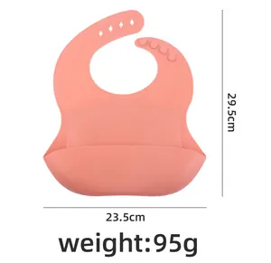 Detailed dimensions of waterproof silicone baby bib showing 29.5cm height and 23.5cm width