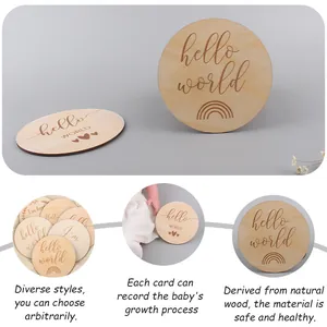 Cartes de jalons bébé en bois faites main avec gravures pour accessoires photo naissance