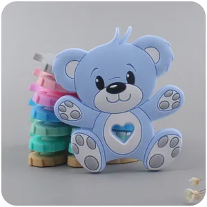 Cartoon Bear Silicone Baby Teether Soft BPA Free Soothing Molar Toy For Infant Newborn Heart Shape Hollow Grip Relief