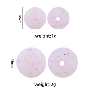 Perles en silicone rose de 12mm et 15mm avec paillettes rouges pour bijoux DIY