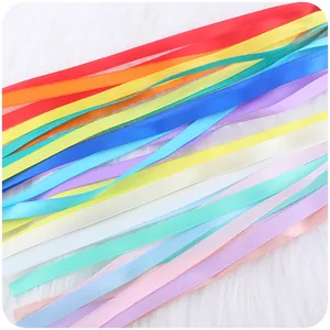 Rainbow ribbon sensory toy with natural beech wood ring and cloud shape for babies