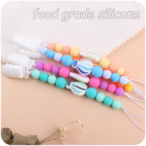 Silicone pacifier clip chain with hot air balloon bead for baby teething and soothing
