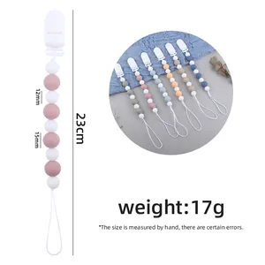 Silikon Schnullerkette für Babys mit bunten Perlen 23cm Länge zum Zahnen