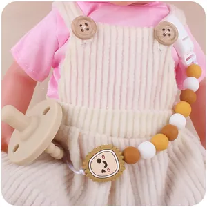 Cartoon silicone baby pacifier chain with beads and durian teething toy accessories