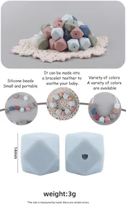 Detailed macro view of 14mm hexagonal silicone beads for DIY baby teething accessories