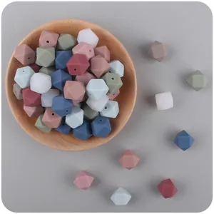 Hexagon Silicone Teething Beads Geometric Loose Beads For Baby DIY Jewelry Making Pacifier Chain Necklace Accessories Handmade Craft
