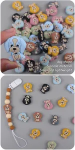 Vue détaillée de perles en silicone en forme de chien pour attaches-tétines DIY