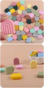 Détail macro de perles de dentition en silicone arc-en-ciel pour bricolage créatif