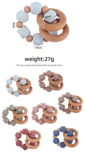 Dettagli dei braccialetti massaggiagengive in legno di faggio e silicone con varie misure