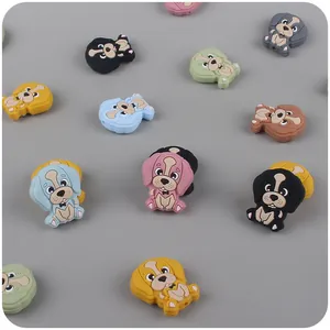 Anneaux de dentition en silicone chien coloré pour attaches-sucettes et accessoires