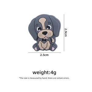 Charm de chaussure chien de dessin animé en silicone gris pour décoration de sabots DIY