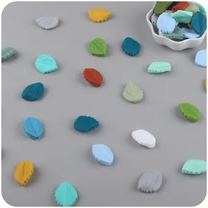 Bunte Silikonperlen in Blattform mit Blattader-Textur für Baby-Schnullerketten DIY
