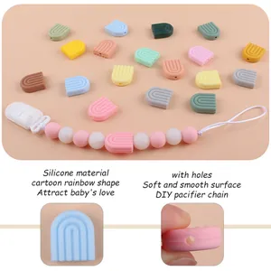 Perles arc-en-ciel en silicone pour attache-tétine DIY en couleurs macaron douces