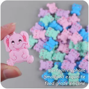 Detail of colorful cartoon elephant silicone beads for DIY pacifier chains and teethers