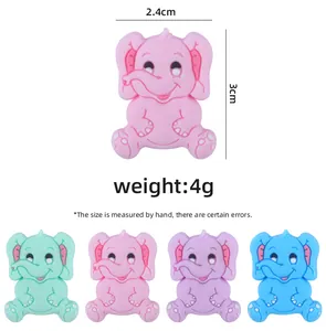 Detailed size view of cartoon elephant silicone pendants for baby teething accessories