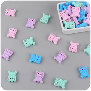 Silicone Elephant Teether Beads Cartoon Animal Baby Teething Necklace DIY Accessories For Infant Nursing Pacifier Chain