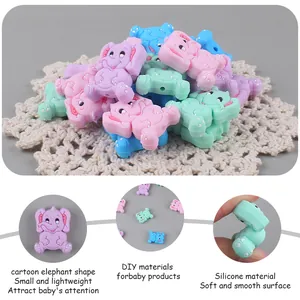 DIY colorful elephant silicone teething beads for baby pacifier clips and bracelets