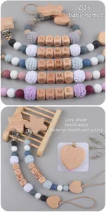 Detail von DIY Baby Schnullerketten aus Buchenholz-Sternen und bunten Silikonperlen