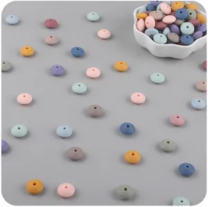 Flat round silicone abacus beads in various Morandi colors for baby DIY pacifier clips