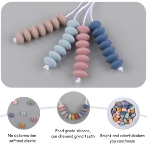 Detail of food grade silicone abacus beads for DIY baby teething pacifier clips