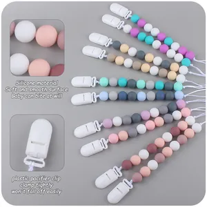 Baby siliconen fopspeen clip set in diverse macaron kleuren voor tandenkrijgen en rust