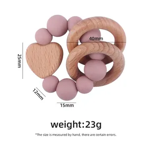 Massaggiagengive neonato in faggio a cuore e silicone con specifiche di misura precise