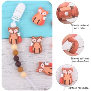 Details zu Silikon-Fuchskugeln mit Einfädellöchern für DIY Baby Schnullerketten
