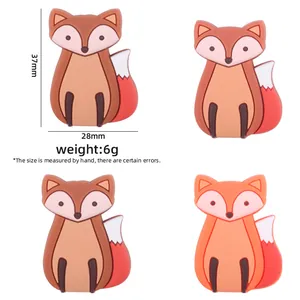 Cartoon Fuchs Silikon Beißring Perlen BPA Frei Baby Beruhigend DIY Schnullerkette Zubehör Tierform Säuglings Kauspielzeug
