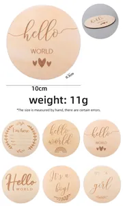 Détails des disques jalons en bois de 10 cm avec motifs gravés au laser pour nouveau-nés