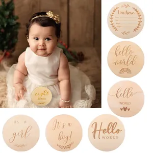 Cartes Étapes Bébé en Bois Enregistrement Croissance Mensuelle Accessoires Photographie Pour Annonce Naissance Bébé Gender Reveal