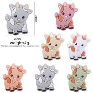 Cuentas de Silicona de Grado Alimenticio Oveja Dibujos Animados para Dentición Bebé Accesorios DIY Sujetachupetes