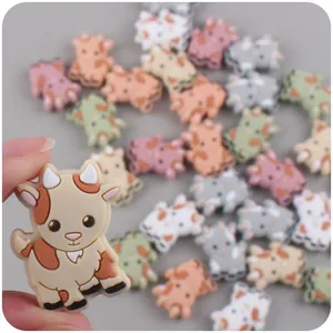 Mordedor de silicona con diseño de oveja para cadenas de chupetes DIY en colores pastel