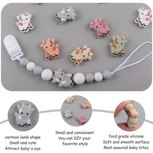 Cuentas de silicona de oveja para cadenas de chupetes DIY en variados colores macaron