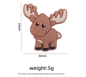 Detailed view of silicone moose teether with dimensions 33mm by 30mm and 5g weight
