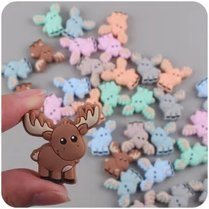DIY silicone baby elk teether charms in various macaron colors for Pacifier Clips