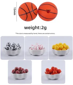 Perline in silicone da 15mm a tema sportivo per braccialetti fai-da-te e catenelle