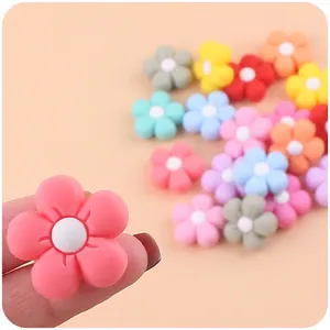 Colorful floral silicone baby teether beads for DIY pacifier clips and bracelets